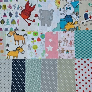 Pamutvászon anyagok, patchwork anyagok - 50 darabos csomag - Meska.hu