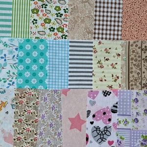 Pamutvászon anyagok, patchwork anyagok - 50 darabos csomag - diy (csináld magad) - egységcsomag - Meska.hu