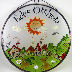 Falucskás Édes otthon - Üveg, Üvegkép - otthon & életmód - vallás - házi áldás - Meska.hu