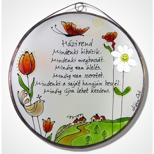 Tulipános Házirend - Üveg, Üvegkép - Meska.hu