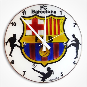 FC Barcelona falióra - üvegre festett óra, Otthon & Lakás, Dekoráció, Fali és függő dekoráció, Falióra & óra, Üvegművészet, Festett tárgyak, MESKA