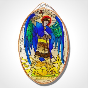 Szent Mihály - Üvegkép, Otthon & Életmód, Dekoráció, Kép & Falikép, Üvegkép, Festett tárgyak, Üvegművészet, MESKA