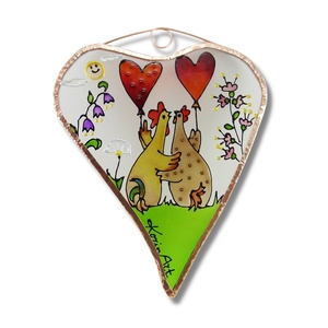 Tavaszi szerelem - Húsvéti - Üvegfestmény, Üvegkép vagy hűtőmágnes, mágnes - Meska.hu