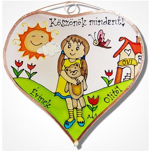 Köszönök mindent!  - ovis ballagás - Üveg, Üvegkép, Otthon & Lakás, Dekoráció, Ajtó- és ablak dekoráció, Ablakdísz, Üvegművészet, Festett tárgyak, Meska