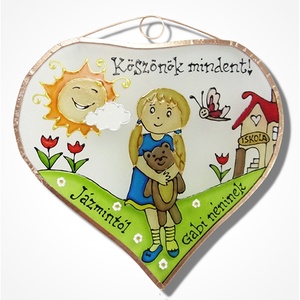 Köszönök mindent!  - ovis ballagás - Üveg, Üvegkép - otthon & életmód - dekoráció - ajtó- és ablak dekoráció - ablakdísz - Meska.hu