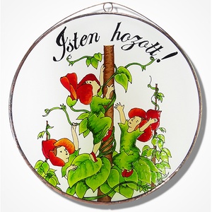 Futóvirág Isten hozott - Üveg, Üvegkép - Meska.hu