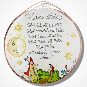 Holdas Házi áldás  - Üvegkép, Otthon & Lakás, Vallás, Házi áldás, Festett tárgyak, Üvegművészet, Meska