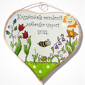 Köszönök mindent!  - Lepkés, virágos - Üveg, Üvegkép - művészet - festmény - üvegfestmény - Meska.hu