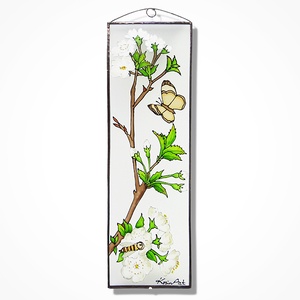 Tavaszi ág - Üveg, Üvegkép, üvegfestmény, Otthon & Életmód, Dekoráció, Kép & Falikép, Üvegkép, Festett tárgyak, Üvegművészet, MESKA