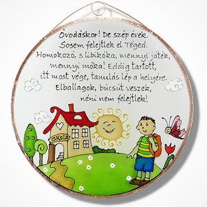 Ballagási ajándék üvegkép óvó néninek - Üveg, Üvegkép, Otthon & Életmód, Dekoráció, Kép & Falikép, Üvegkép, Üvegművészet, Festett tárgyak, MESKA