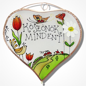 Köszönök mindent!  - tulipános - Üveg, Üvegkép - otthon & életmód - dekoráció - ajtó- és ablak dekoráció - ablakdísz - Meska.hu
