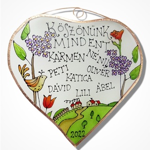 Köszönök mindent!  - tulipános - Üveg, Üvegkép - otthon & életmód - dekoráció - ajtó- és ablak dekoráció - ablakdísz - Meska.hu