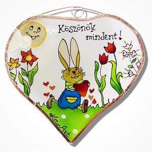 Köszönök mindent!  - nyuszis - Üveg, Üvegkép - művészet - festmény - üvegfestmény - Meska.hu
