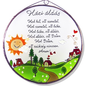 Tanyasi Házi áldás  - Üvegkép - otthon & életmód - vallás - házi áldás - Meska.hu