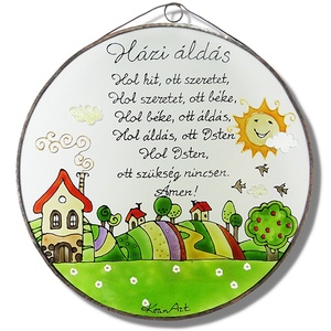 Dimbes-dombos Házi áldás - Üveg, Üvegkép - otthon & életmód - vallás - házi áldás - Meska.hu