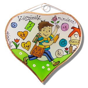 Köszönök mindent!  - Magyar tanárnak - tanárnőnek - fiús - Üvegfestmény, Üvegkép - otthon & életmód - dekoráció - ajtó- és ablak dekoráció - ablakdísz - Meska.hu