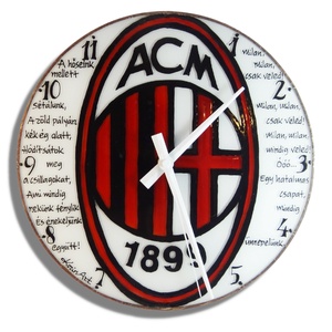 ÁC Milan falióra - üvegre festett óra - otthon & életmód - dekoráció - fali és függő dekoráció - falióra & óra - Meska.hu