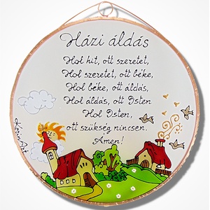 Templomos Házi áldás - Üveg, Üvegkép - otthon & életmód - dekoráció - ajtó- és ablak dekoráció - ajtódísz & kopogtató - Meska.hu