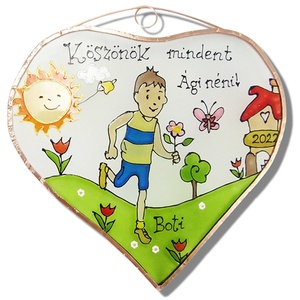 Köszönök mindent!  - Torna tanárnak - tanárnőnek - fiús - Üvegfestmény, Üvegkép - otthon & életmód - dekoráció - ajtó- és ablak dekoráció - ablakdísz - Meska.hu