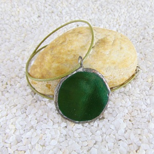 Üveg medál csatos, színes zsinórral - M0005.23 - ékszer - nyaklánc - medálos nyaklánc - Meska.hu