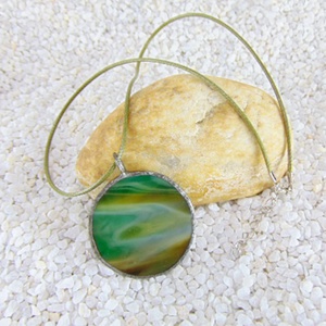 Üveg medál csatos, színes zsinórral - M0006.23 - ékszer - nyaklánc - medálos nyaklánc - Meska.hu