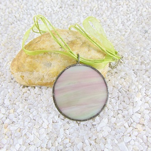 Üveg medál csatos, színes zsinórral - M0009.23 - ékszer - nyaklánc - medálos nyaklánc - Meska.hu