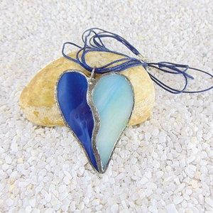 Üveg medál csatos, színes zsinórral - M0011.23, Ékszer, Nyaklánc, Medálos nyaklánc, Üvegművészet, MESKA