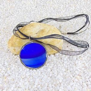 Üveg medál csatos, színes zsinórral - M0014.23 - ékszer - nyaklánc - medálos nyaklánc - Meska.hu