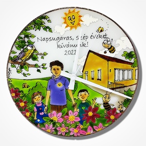 Ballagási falióra - üvegre festett óra - otthon & életmód - dekoráció - fali és függő dekoráció - falióra & óra - Meska.hu