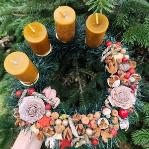 Adventi koszorú ,mhviasz gyertyával - karácsony - adventi díszek - adventi koszorú - Meska.hu
