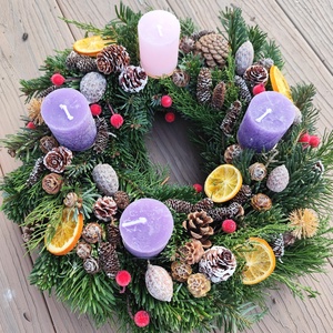 Adventi koszorú - lila rózsaszín - Meska.hu