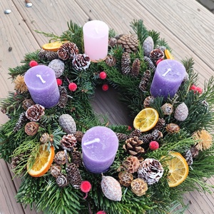 Adventi koszorú - lila rózsaszín - karácsony - adventi díszek - adventi koszorú - Meska.hu
