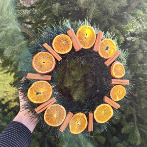 Narancs - fahéj karácsonyi kopogtató  - karácsony - adventi díszek - adventi ajtódísz - Meska.hu