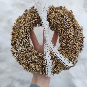 Szárazvirág koszorú, natúr kopogtató  - otthon & életmód - dekoráció - ajtó- és ablak dekoráció - ajtódísz & kopogtató - Meska.hu