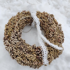 Szárazvirág koszorú, natúr kopogtató  - Meska.hu