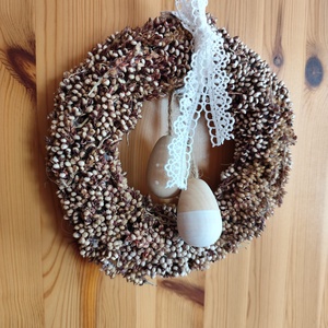 Húsv�ti szárazvirág koszorú, natúr kopogtató  - Meska.hu