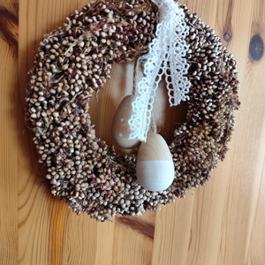 Húsv�ti szárazvirág koszorú, natúr kopogtató  - otthon & életmód - dekoráció - ajtó- és ablak dekoráció - ajtódísz & kopogtató - Meska.hu