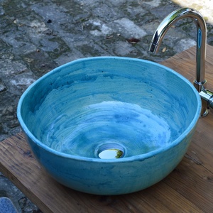 Kézműves kerámia mosdótál 42cm, Otthon & Életmód, Fürdőszoba, Mosdótál, , MESKA