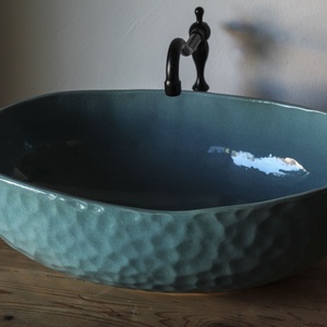 Kézműves kerámia mosdótál XL - otthon & életmód - fürdőszoba - mosdótál - Meska.hu