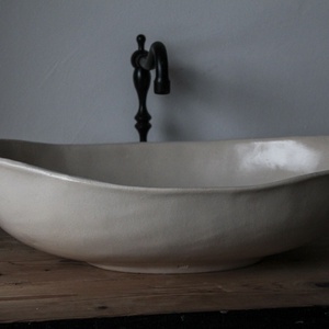 Nagy méretű csont színű mosdótál, Otthon & Életmód, Fürdőszoba, Mosdótál, Kerámia, MESKA