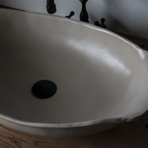 Nagy méretű csont színű mosdótál - otthon & életmód - fürdőszoba - mosdótál - Meska.hu
