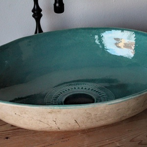 Türkíz dizájner mosdótál, Otthon & Életmód, Fürdőszoba, Mosdótál, Kerámia, MESKA