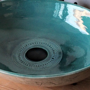 Türkíz dizájner mosdótál - otthon & életmód - fürdőszoba - mosdótál - Meska.hu