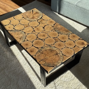 Epoxy-fa karika design asztalka, dohányzóasztal, kisasztal - Meska.hu
