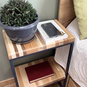 Fa és fém éjjeli szekrény - polc, Otthon & Életmód, Bútor, Polc, , MESKA