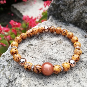 Narancs üveggyöngy karkötő, Ékszer, Karkötő, Bogyós karkötő, Gyöngyfűzés, gyöngyhímzés, MESKA