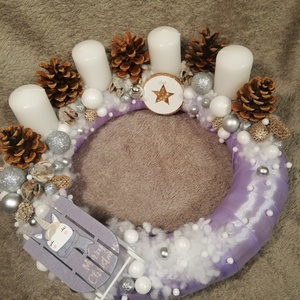 Lila unikornisos adventi szett ledfénnyel - karácsony - adventi díszek - adventi koszorú - Meska.hu