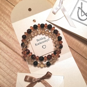 Barna karkötő szett, Ékszer, Karkötő, Gyöngyös karkötő, Gyöngyfűzés, gyöngyhímzés, MESKA