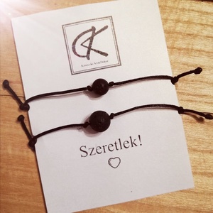 Lávaköves páros karkötő - ékszer - karkötő - gyöngyös karkötő - Meska.hu