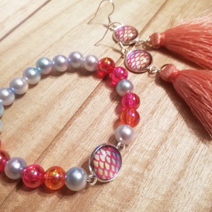 Rózsaszín sellős szett - ékszer - ékszerszett - Meska.hu